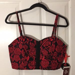 Anchors, Roses, and Skulls Hellbunny Crop Top 🌹
